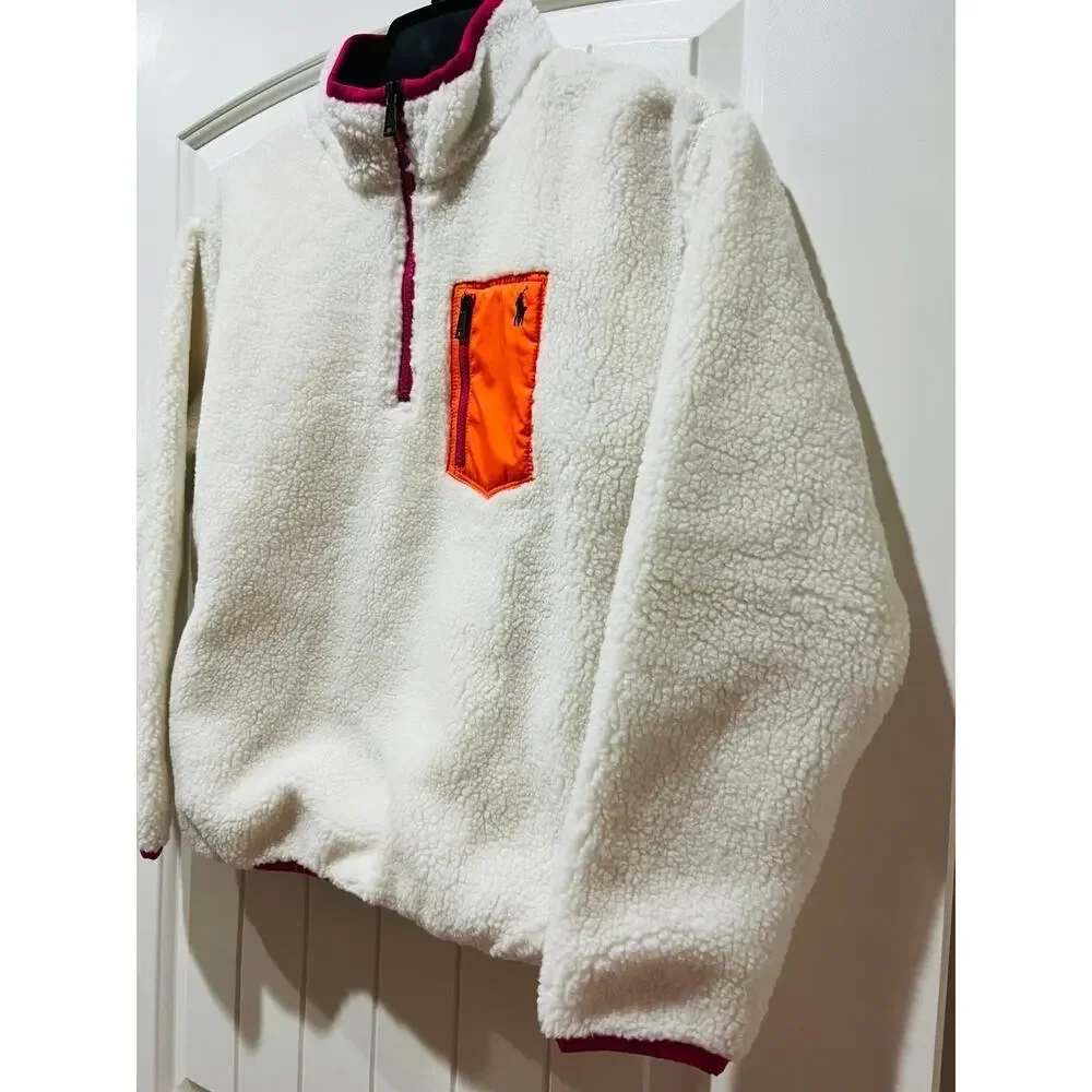 NWT❤️Polo Ralph Lauren Girls  Shearling Quarter-Zip Fleece Sweatshirt szL(12-14)
